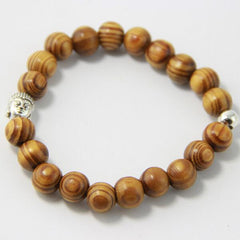 Wooden Buddha head bead bracelet