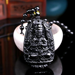 Unique Natural Black Obsidian Carved Buddha