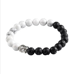 Two Colors Buddha Bracelet Lava Stone