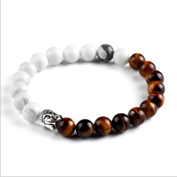 Two Colors Buddha Bracelet Lava Stone