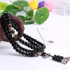 Tiger Eye Crystal Buddha Meditation 108 Prayer Bead Mala Bracelet/Necklace