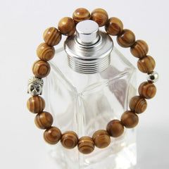 Wooden Buddha head bead bracelet