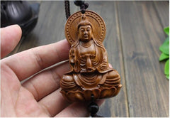 Wooden Buddha Statue Car Pendant