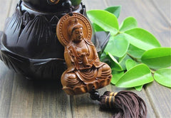 Wooden Buddha Statue Car Pendant