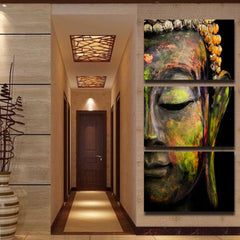 Three Picture Set Abstract Buddha Canvas Wall Picture