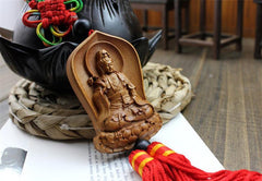 Wooden Buddha Statue Car Pendant