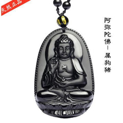 Unique Natural Black Obsidian Carved Buddha