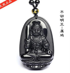 Unique Natural Black Obsidian Carved Buddha