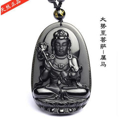 Unique Natural Black Obsidian Carved Buddha