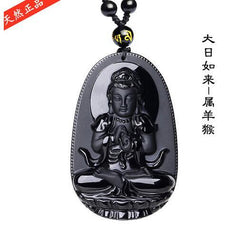 Unique Natural Black Obsidian Carved Buddha