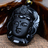 Natural Black Obsidian Buddha Head Necklace