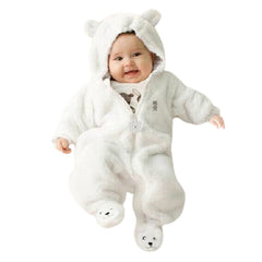 2017 Autumn Winter Baby Rompers Bear style baby coral fleece Hoodies Jumpsuit baby girls boys romper newborn toddle clothing