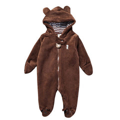 2017 Autumn Winter Baby Rompers Bear style baby coral fleece Hoodies Jumpsuit baby girls boys romper newborn toddle clothing