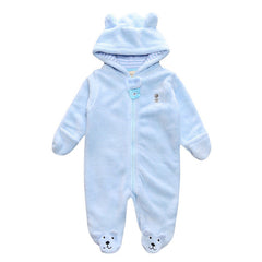 2017 Autumn Winter Baby Rompers Bear style baby coral fleece Hoodies Jumpsuit baby girls boys romper newborn toddle clothing