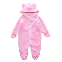 2017 Autumn Winter Baby Rompers Bear style baby coral fleece Hoodies Jumpsuit baby girls boys romper newborn toddle clothing