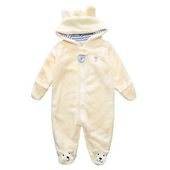 2017 Autumn Winter Baby Rompers Bear style baby coral fleece Hoodies Jumpsuit baby girls boys romper newborn toddle clothing